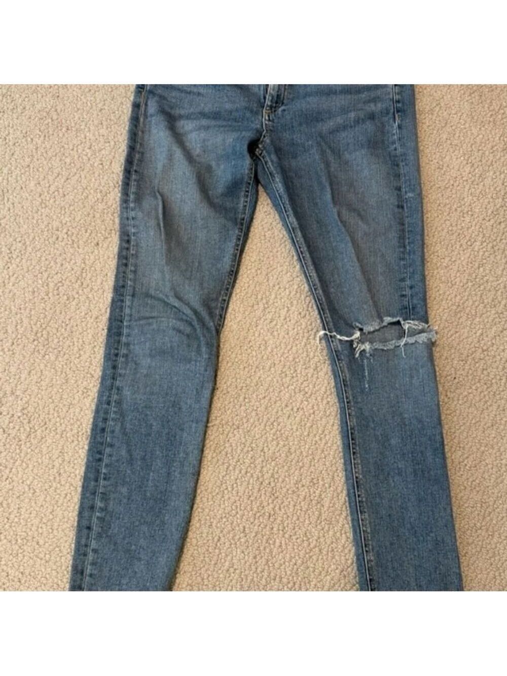 Rag & Bone Women's Skinny Jeans Distressed Knee Zip Fly Blue Size 29